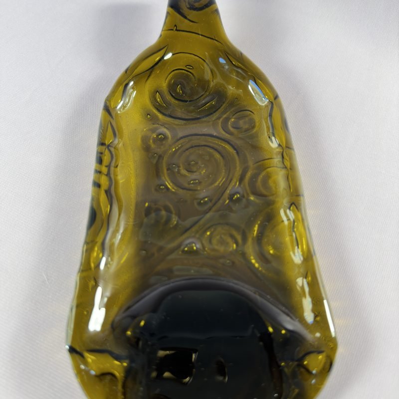Swirling Olive Green Wine Bottle