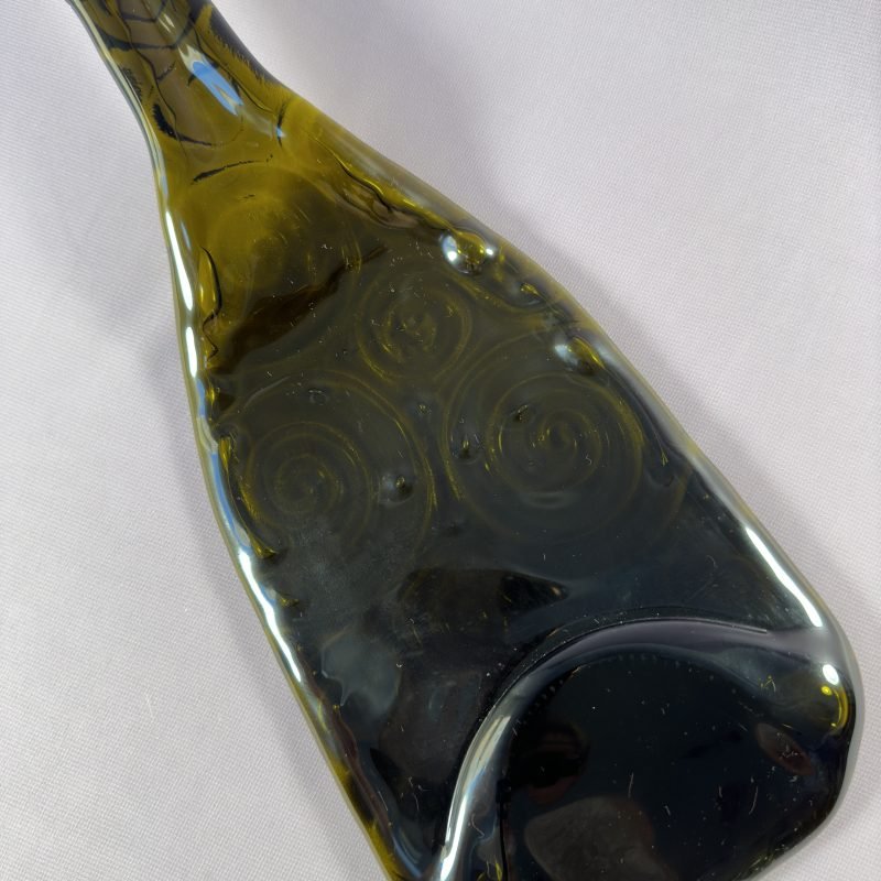 Swirling Olive Green Flat Wine Bottle