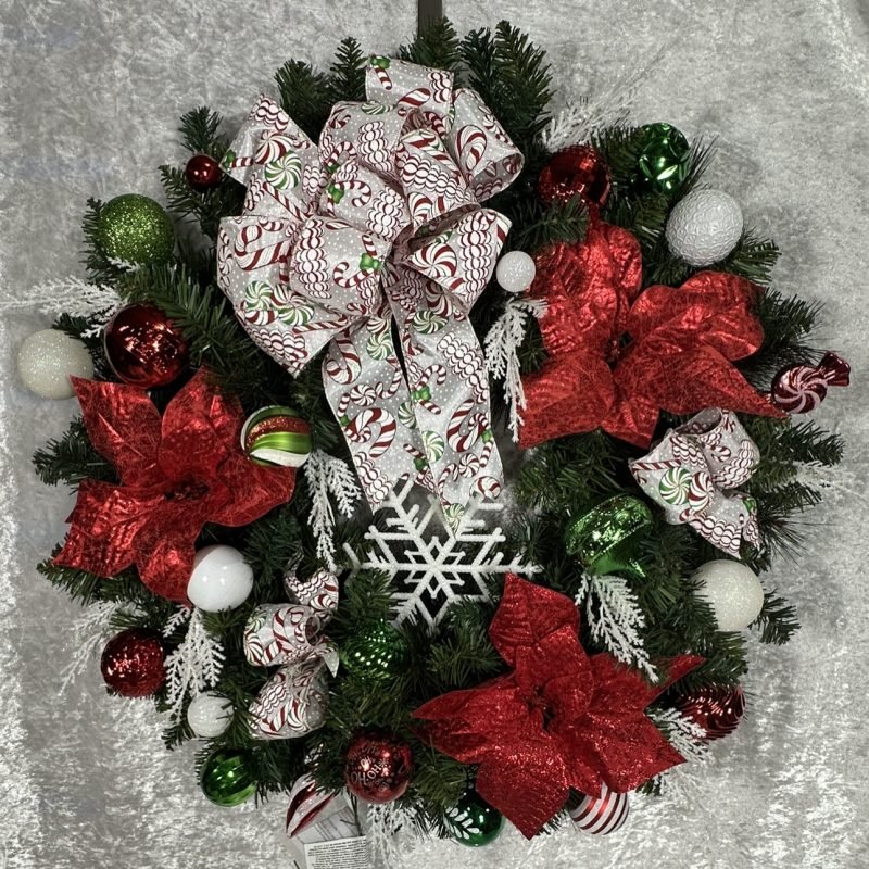 Light Up Red Metallic Poinsettias